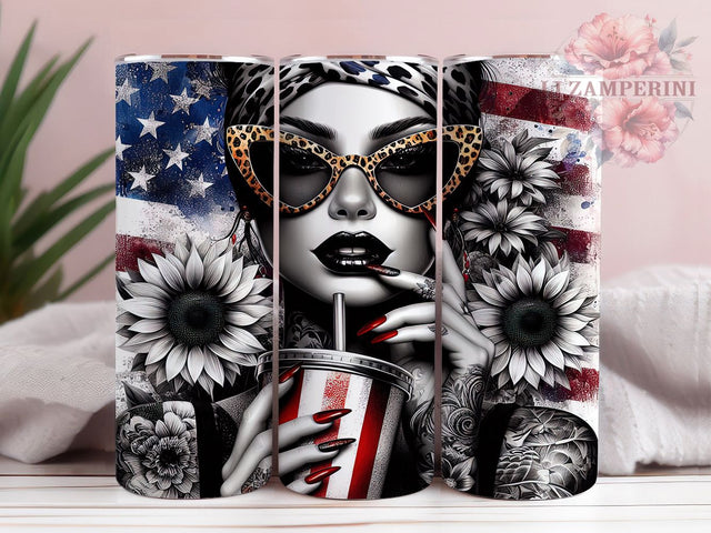 Floral American Flag Tumbler, American Flag Sunflowers, 20oz Tumbler Wrap, Sublimation Template, Skinny Tumbler Wrap, Digital Download, Independence Day Gift Idea Sublimation Li Zamperini 