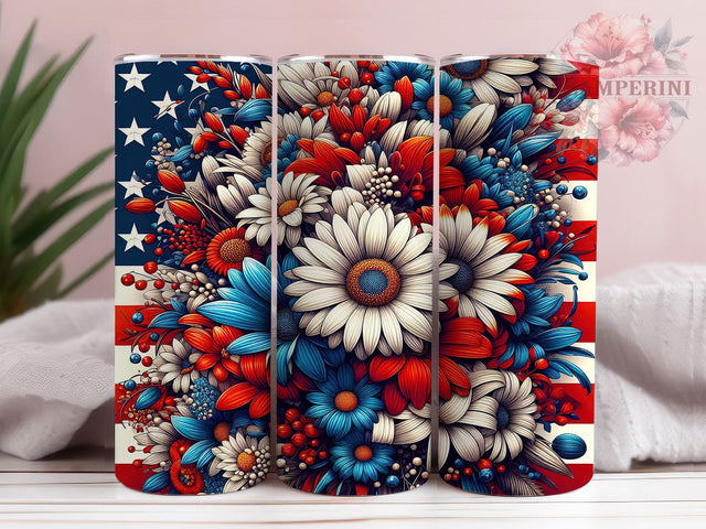 Floral American Flag Tumbler, Patriotic Tumbler Wrap, 20oz Sublimation Template, Skinny Tumbler Wrap, Digital Download, Rustic Flag Art, Independence Day Gift Sublimation Li Zamperini 