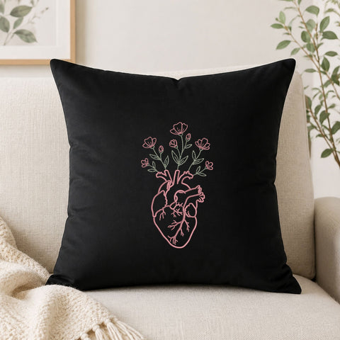 Floral Anatomical Heart Machine Embroidery Design – Heart with Wildflowers Botanical Embroidery File Embroidery/Applique DESIGNS PatternFeed8 
