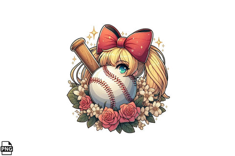 Floral Anime Coquette Baseball PNG Printable File Sublimation Creativedesigntee 