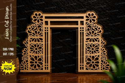 Floral Arch Border Laser Cut Svg Design SVG Regulrcrative 