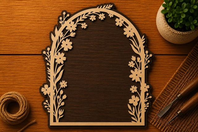Floral Arch Frame Border Laser Cut SVG File SVG Regulrcrative 