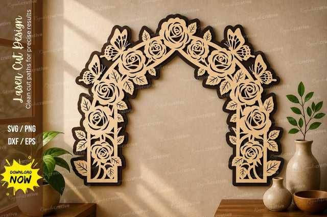 Floral Arch Frame Design laser cut svg File SVG Regulrcrative 