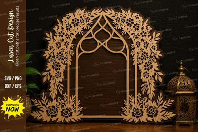 Floral Arch Frame Laser Cut SVG Design SVG Regulrcrative 