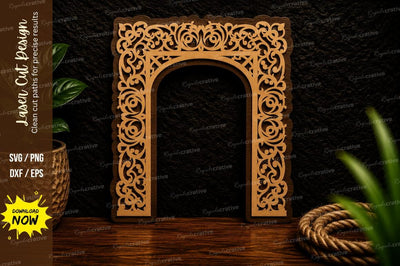 Floral Arch Frame Laser Cut Svg Design SVG Regulrcrative 