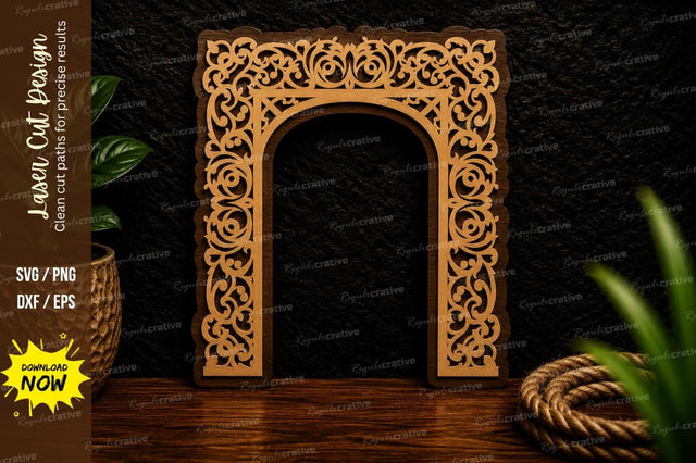 Floral Arch Frame Laser Cut Svg Design SVG Regulrcrative 