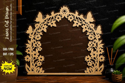 Floral Arch Laser Cut Wall Decor Frame File SVG Regulrcrative 