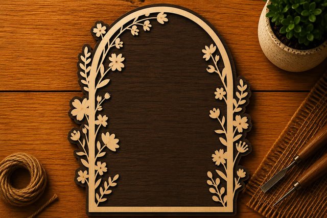 Floral Arch Wall Frame Laser Cut SVG File SVG Regulrcrative 
