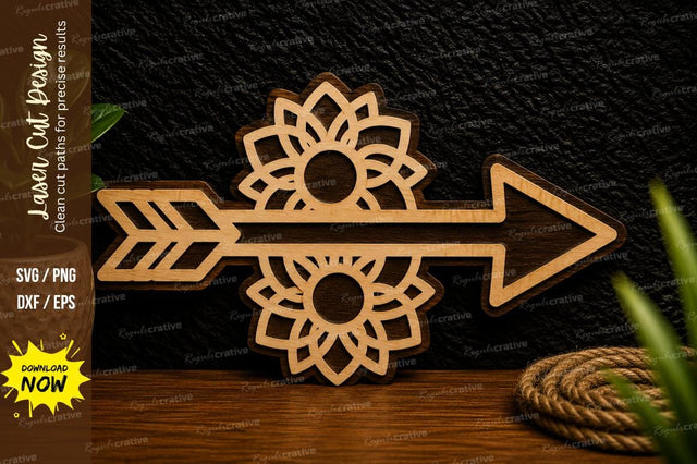 Floral Arrow Laser Cut Svg Design SVG Regulrcrative 