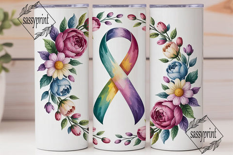 Floral Awareness Ribbon 20oz Tumbler Sublimation sassyprint 