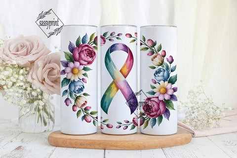 Floral Awareness Ribbon 20oz Tumbler Sublimation sassyprint 