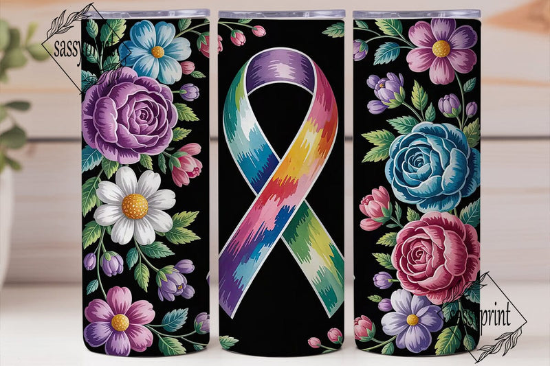 Floral Awareness Ribbon 20oz Tumbler Sublimation sassyprint 
