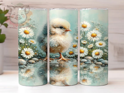 Floral Baby Chicken 20oz Tumbler Wrap, Floral Chicken Design, 20oz Sublimation Wrap, Spring Chick Decor, Custom Spring Drinkware, Cute Chicken Tumbler, Floral Farm Animal Gift Sublimation Lara' s Designs 