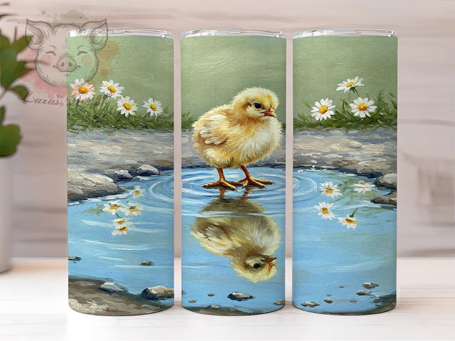Floral Baby Chicken 20oz Tumbler Wrap, Floral Chicken Design, 20oz Sublimation Wrap, Spring Chick Decor, Custom Spring Drinkware, Cute Chicken Tumbler, Floral Farm Animal Gift Sublimation Lara' s Designs 
