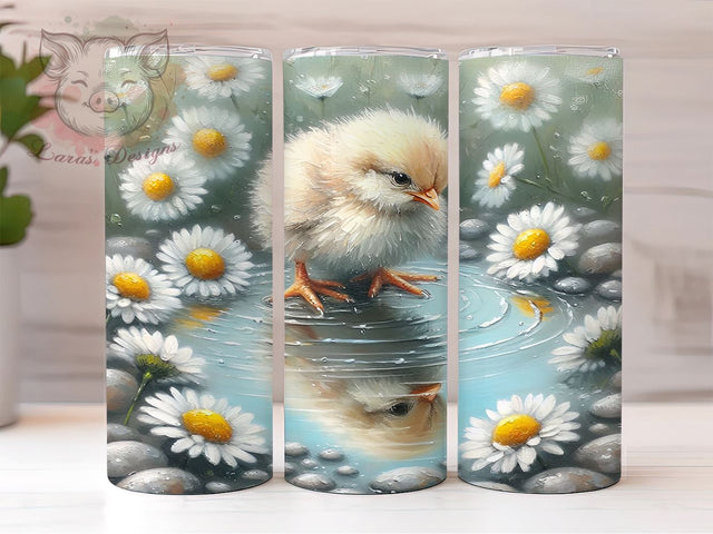 Floral Baby Chicken 20oz Tumbler Wrap, Floral Chicken Design, 20oz Sublimation Wrap, Spring Chick Decor, Custom Spring Drinkware, Cute Chicken Tumbler, Floral Farm Animal Gift Sublimation Lara' s Designs 