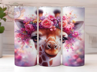 Floral Baby Giraffe 20oz Tumbler, Baby Animal, Cute Theme, Nature Design, 20oz Wrap, Sublimation Design, PNG File Sublimation Lara' s Designs 
