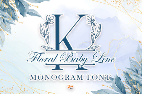 Floral Baby Line Monogram Font Dm Letter Studio 
