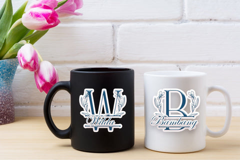 Floral Baby Line Monogram Font Dm Letter Studio 