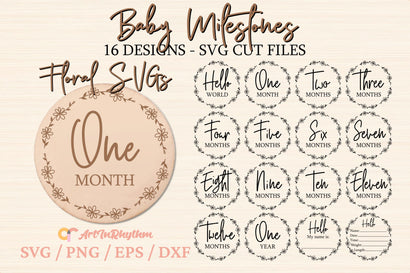 Floral Baby Milestones Svg Bundle, Baby Monthly Milestones Svg, Newborn Svg SVG Artinrhythm shop 