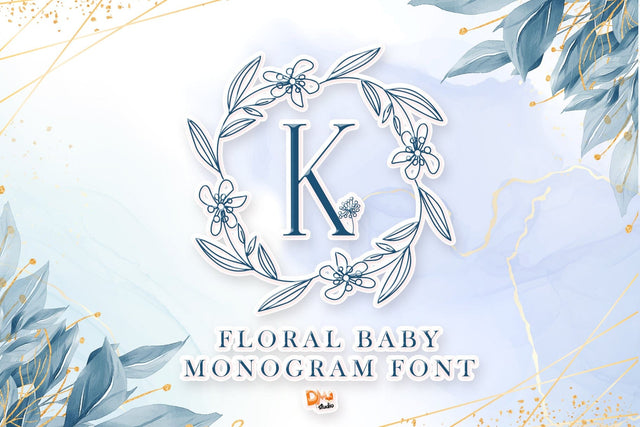 Floral Baby Monogram Font Dm Letter Studio 