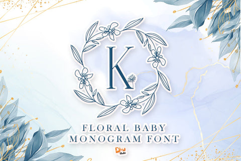 Floral Baby Monogram Font Dm Letter Studio 
