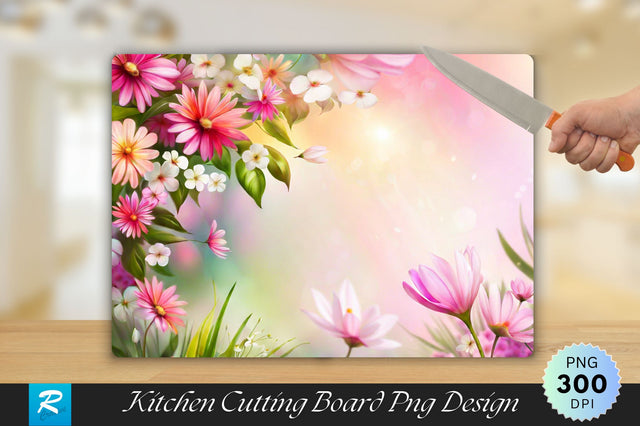 Floral Background Cutting Board Sublimation Regulrcrative 