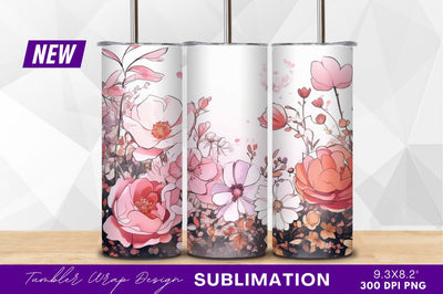 Floral background with pink and peach flowers Sublimation Regulrcrative 