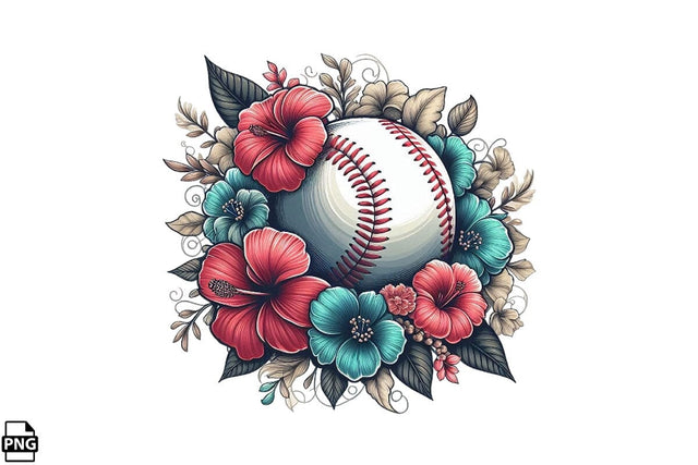Floral Baseball PNG Printable File Sublimation Creativedesigntee 