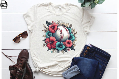Floral Baseball PNG Printable File Sublimation Creativedesigntee 
