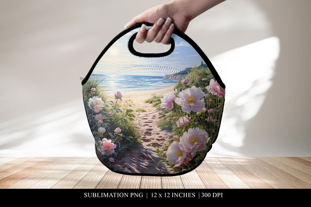 Floral Beach Sublimation Design for Lunch Tote Bags Sublimation BijouBay 