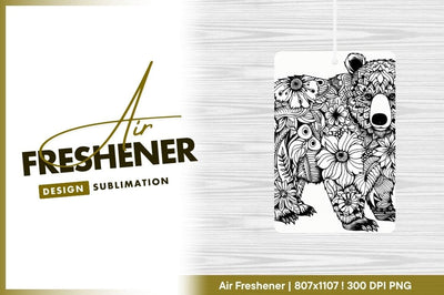 Floral bear intricate black and white design Sublimation Regulrcrative 