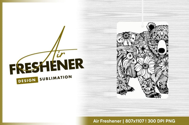Floral bear intricate black and white design Sublimation Regulrcrative 