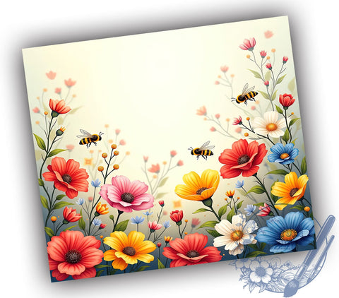 Floral Bees Spring Tumbler Design, Spring Tumbler, Floral Bees Wrap, 20oz Tumbler Design, Bee Decor, Floral Drinkware, Nature Tumbler, Spring Gifts Sublimation ToriDesigns 