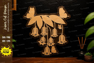 Floral Bell Branch Laser Cut Svg Design SVG Regulrcrative 