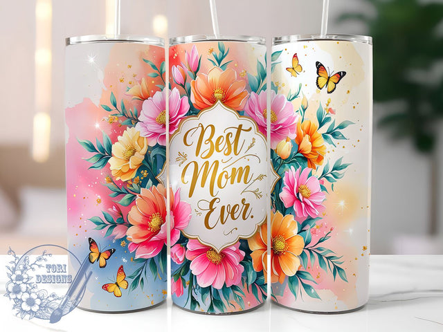 Floral Best Mom Ever Tumbler Wrap, Floral Mom Design, Mother's Day Mug, Mom Gift Cup, Flower Tumbler Wrap, Mom Appreciation Gift, Sublimation Tumbler Wrap Sublimation ToriDesigns 