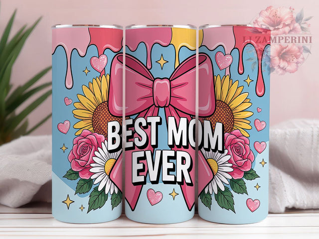 Floral Best Mom Gift Tumbler Wrap, Mom Flower Wrap, Mother's Day Sublimation, Mom 20oz Tumbler Design, Floral Mom Tumbler, Best Mom Ever Wrap, Mom Gift Tumbler Sublimation Li Zamperini 