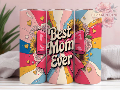 Floral Best Mom Gift Tumbler Wrap, Mom Flower Wrap, Mother's Day Sublimation, Mom 20oz Tumbler Design, Floral Mom Tumbler, Best Mom Ever Wrap, Mom Gift Tumbler Sublimation Li Zamperini 