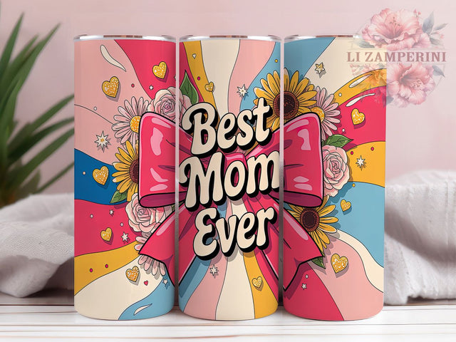 Floral Best Mom Gift Tumbler Wrap, Mom Flower Wrap, Mother's Day Sublimation, Mom 20oz Tumbler Design, Floral Mom Tumbler, Best Mom Ever Wrap, Mom Gift Tumbler Sublimation Li Zamperini 
