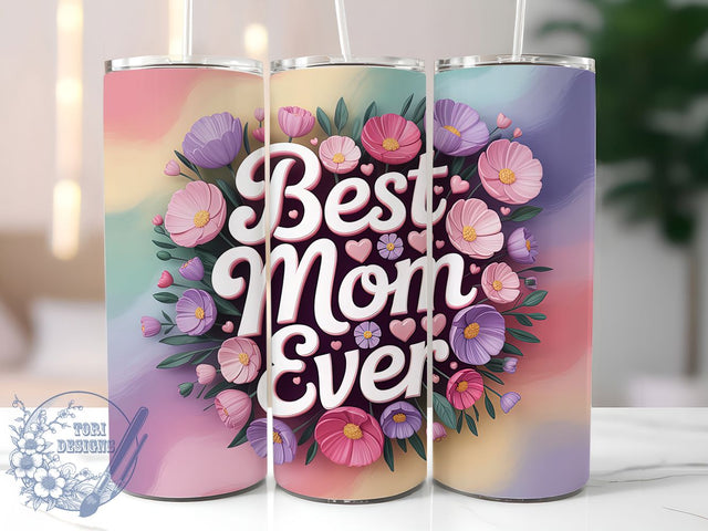 Floral Best Mom Tumbler, Floral Mom Tumbler, Cute Mom Wrap, Whimsical Flowers Wrap, Rustic Mom Wrap, Sublimation Design, Trendy Gift Idea Sublimation ToriDesigns 