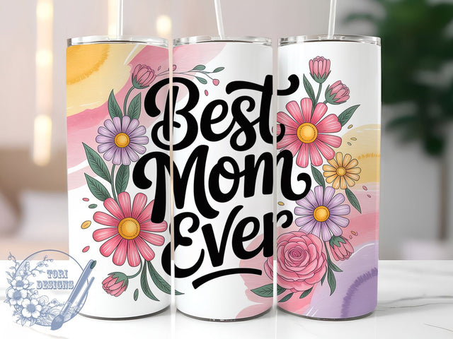 Floral Best Mom Tumbler, Floral Mom Tumbler, Cute Mom Wrap, Whimsical Flowers Wrap, Rustic Mom Wrap, Sublimation Design, Trendy Gift Idea Sublimation ToriDesigns 