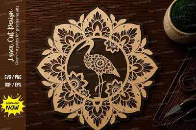 Floral Bird Mandala Decor Laser Cut SVG File SVG Regulrcrative 