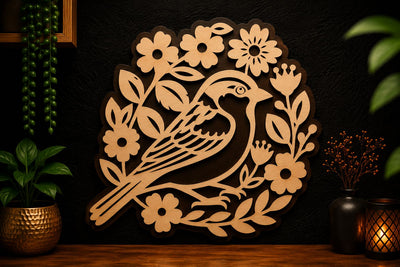 Floral Bird Wreath Laser Cut SVG Design SVG Regulrcrative 