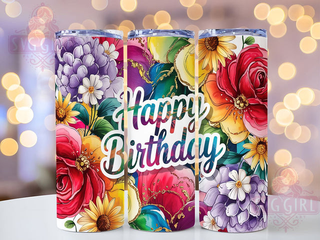 Floral Birthday Celebration Tumbler Wrap, Floral Birthday Tumbler, 20oz Skinny Tumbler, Happy Birthday Wrap, Flower Gift Tumbler, Celebration Tumbler Design, Birthday Sublimation Wrap Sublimation SvggirlplusArt 