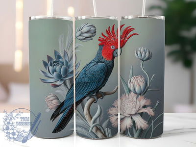 Floral Black Cockatoo Tumbler, Australian Bird, Floral Art, Exotic Wildlife, Native Australian Design, Tumbler Wrap, Sublimation Design, 20oz Tumbler, Botanical Artwork Sublimation ToriDesigns 