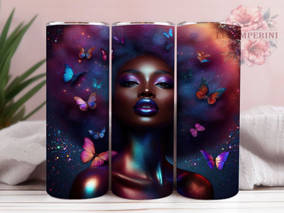 Floral Black Girl Tumbler, Floral Design, Afrocentric Art, Tumbler Wrap, Sublimation Design, 20oz Tumbler, Cultural Artwork Sublimation Li Zamperini 