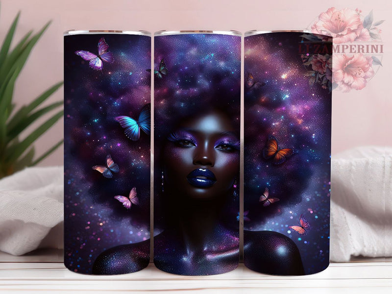 Floral Black Girl Tumbler, Floral Design, Afrocentric Art, Tumbler Wrap, Sublimation Design, 20oz Tumbler, Cultural Artwork Sublimation Li Zamperini 