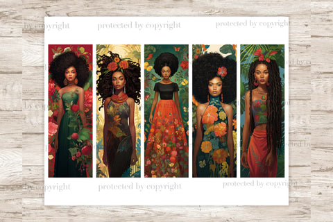 Floral Black Girls Bookmarks | Print And Cut Bookmark Set SVG GlamArtZhanna 