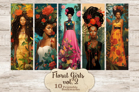Floral Black Girls Bookmarks | Print And Cut Bookmark Set SVG GlamArtZhanna 