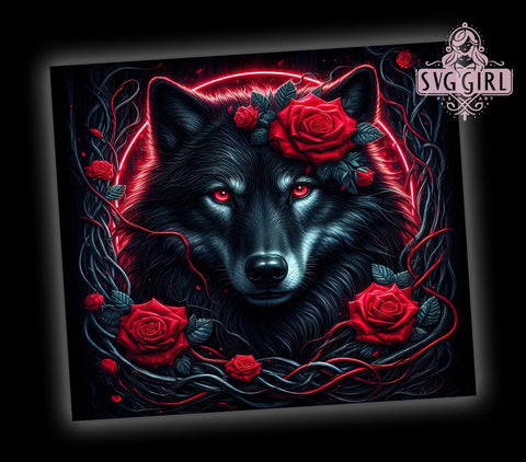 Floral Black Wolf 20oz Tumbler Wrap Sublimation Design, Straight Tapered Tumbler Wrap, Wolf Lovers Tumbler Png, Instant Digital Download Sublimation SvggirlplusArt 
