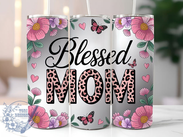 Floral Blessed Mom Life Tumbler, Mother’s Day Wrap, 20Oz Skinny Tumbler, Mom Life Sublimation Design, Gift For Mom Tumbler, Inspirational Mom Wrap, Floral Mother’s Day Design Sublimation ToriDesigns 